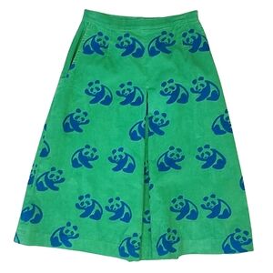 The Vested Gentress Vtg Green Blue Panda Couderoy A-Line Skirt Academia Sz 10